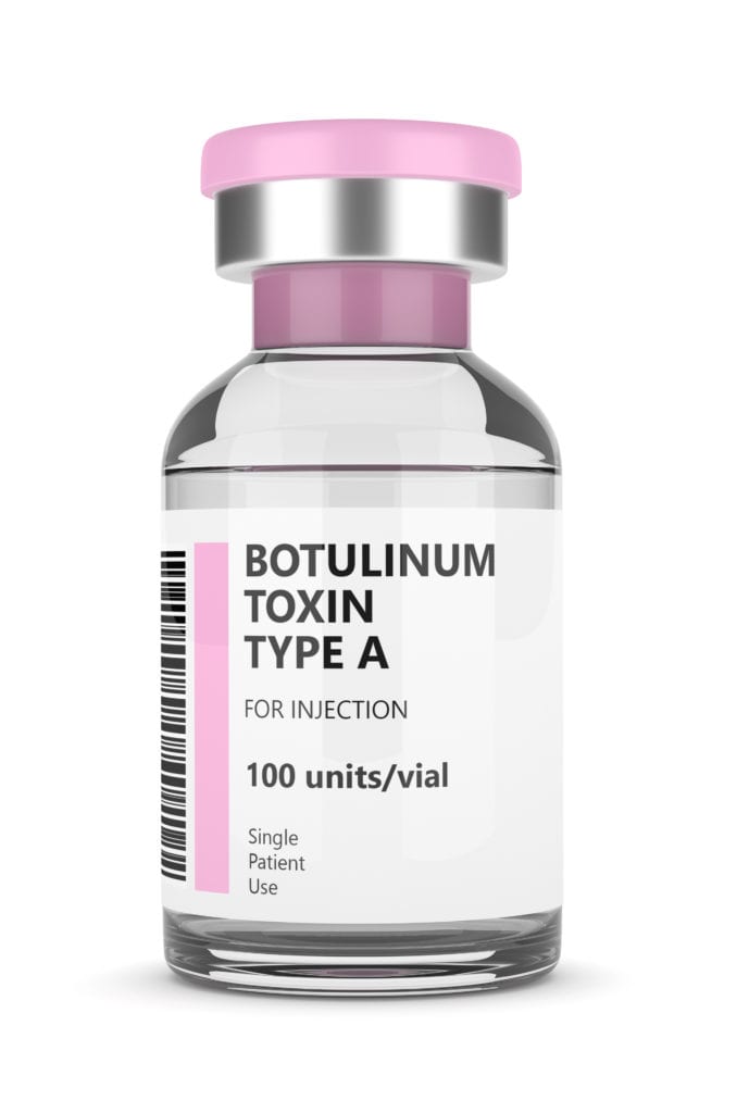 3d render with botulinum toxin type A vial. Aesthetic medicine concept