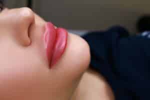 A close-up shot of a woman’s lips after getting lip fillers in Rancho Mirage