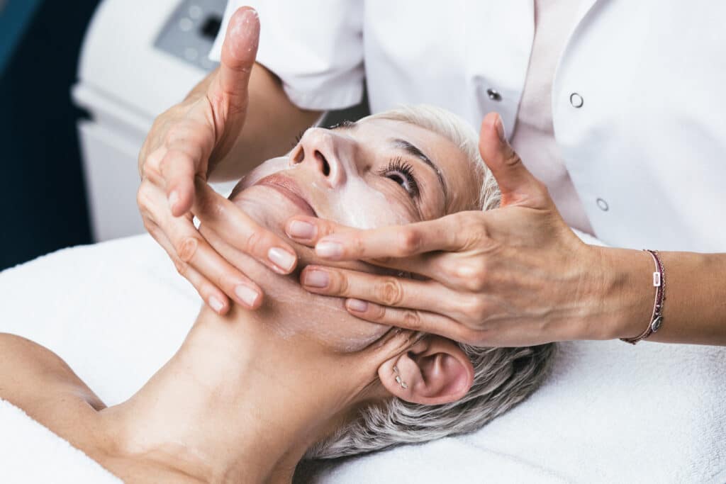 A woman getting a chemical peel in Palm Desert